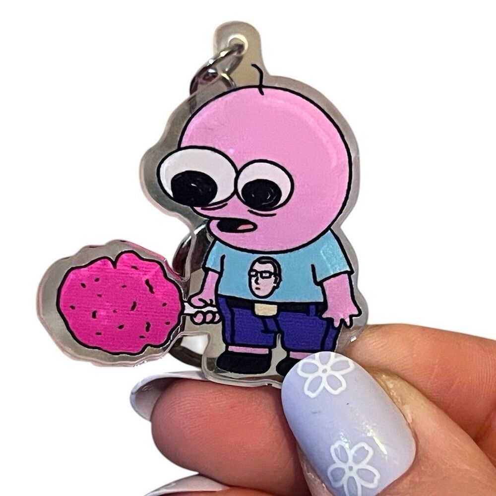 Smiling Friends Pim at Dave Land Keychain